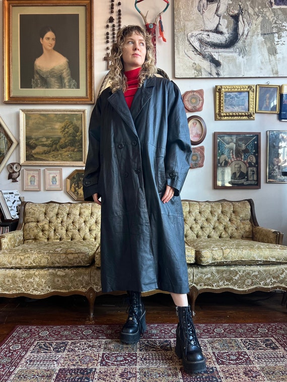 80s Vintage Maxi Length Duster Trenchcoat 2XL - X… - image 2