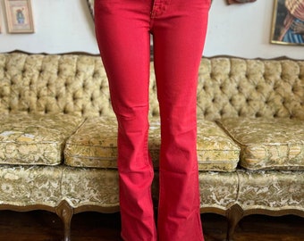 2000s Baby Phat Red Low Rise Boot Pants w Logo Ladies Size 9