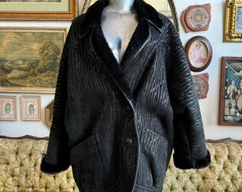 80s Vintage Faux Fur Lined Jacket Womens Sz. XL