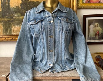 Vintage 90s Sundance Fitted Denim Trucker Jacket Size Large