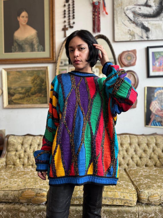 COOGI カラフルニット Lサイズ 90s Vintage Coogi Multicolor Bright Sweater Knit Mens Size XL ASIS