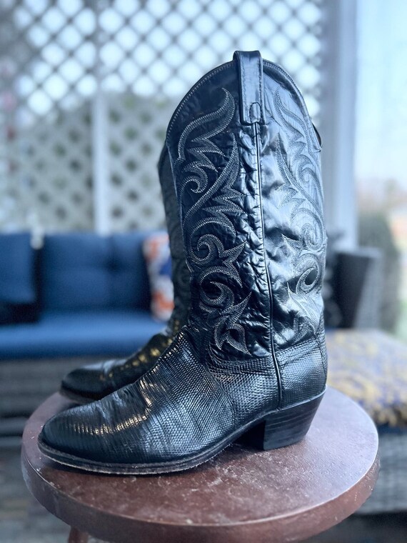 Vintage Western Justin Biltrite Cowboy Boots Black