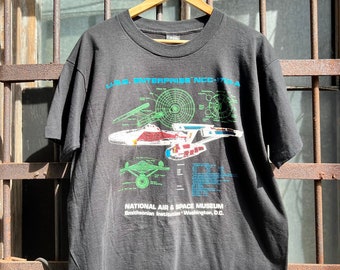 90s Vintage USS Enterprise NCC-1701-A Pantalla Estrellas Single Stitch Tee Sz. SG