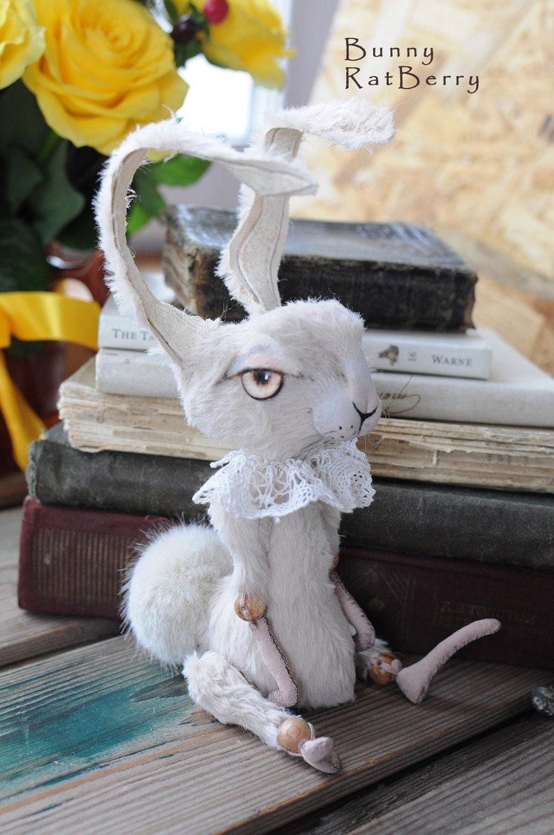 Beige bunny art doll animal bjd rabbit Posable plush rabbit by | Etsy