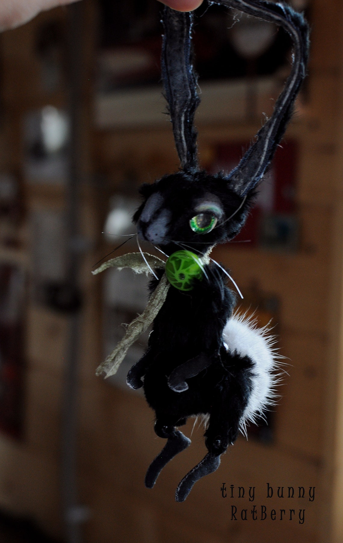 Black bunny plush toy/Creepy cute bjd art doll animal/Rabbit | Etsy