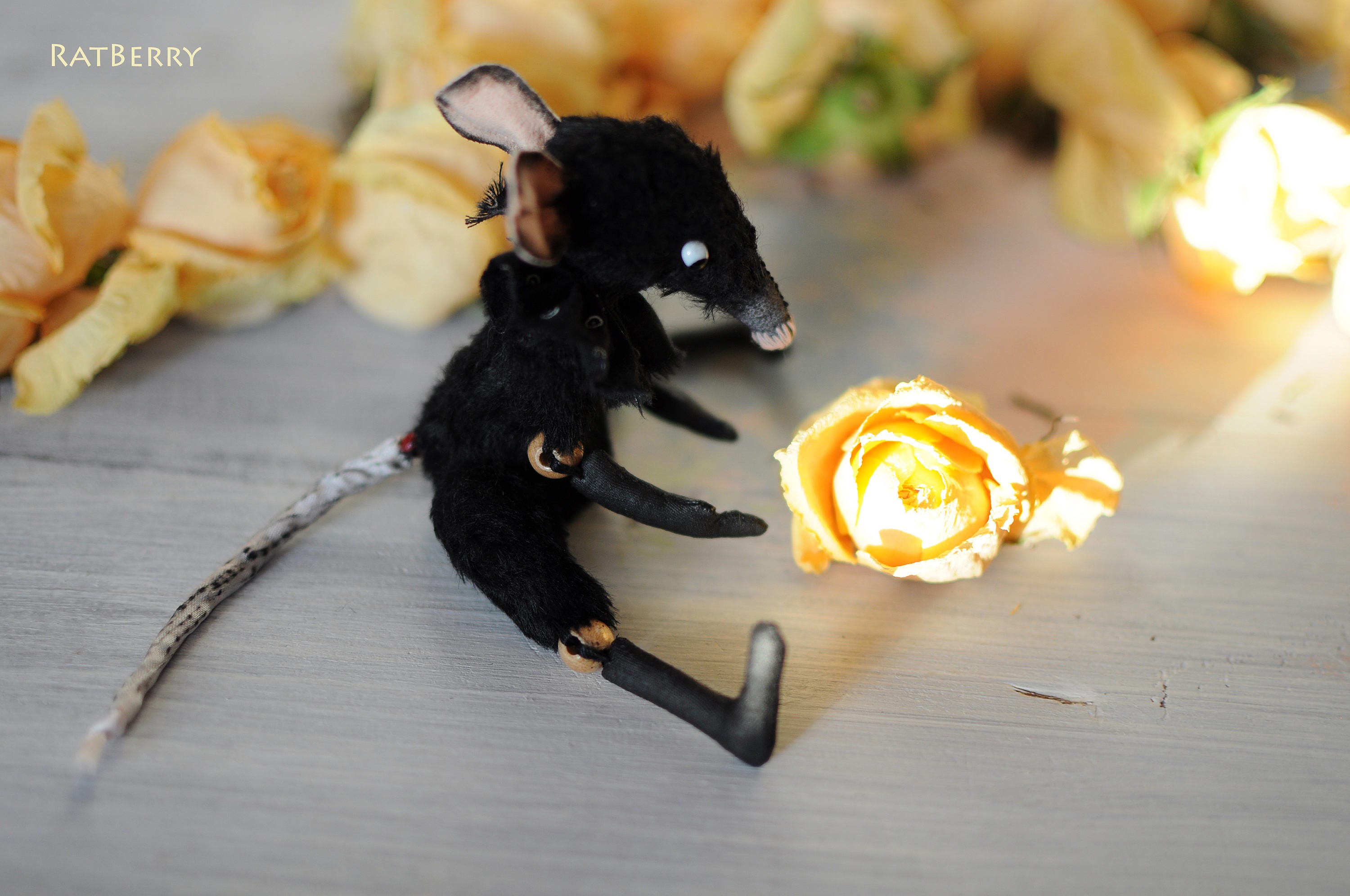 Miniature rat figurine Stuffed mouse Plush rat Creature toy Etsy