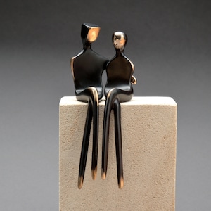 Caress Elegant bronze sculpture of a loving couple perfect anniversary gift for your partner figures and base