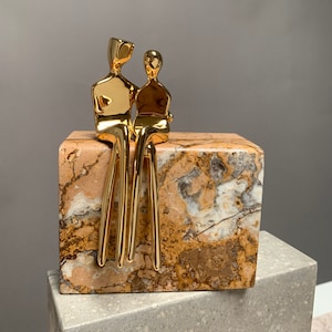 Gold Anniversary gift, 50th wedding anniversary | Unique stone and gold sculpture | Anniversary gift for parents | Gifts for her | Valentine