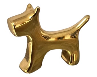 Gold dog sculpture, gold-plated terrier figurine