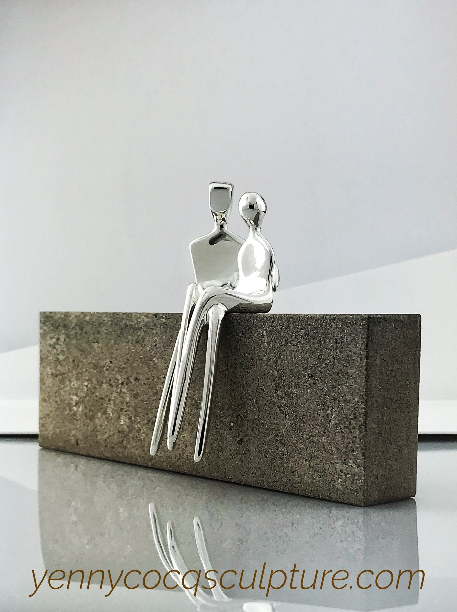 Minimalist Silver Lovers Sculpture