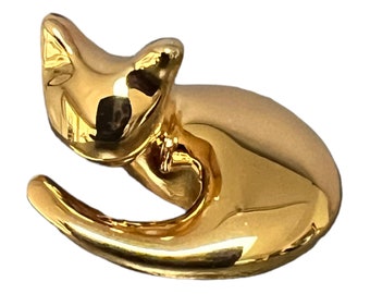 silver cat sculpture, gold-plated cat figurine