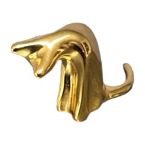Gold cat sculpture, gold grooming cat figure, classic cat statue, elegant cat for cat lover.
