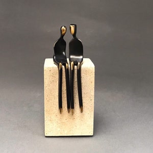 Soulmates | Small Crafted Bronze Sculpture | Anniversary Present | Whimsical Figures | Wedding | Birthday | Valentine | LGBTQ | Queer gifts