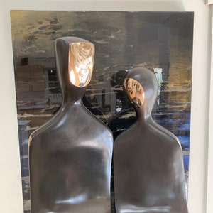 The Two of Us | life size sculpture made of fine art silicon bronze. Cast in Colorado finished in Santa Fe by Yenny Cocq studio.