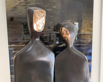 The Two of Us | life size sculpture made of fine art silicon bronze. Cast in Colorado finished in Santa Fe by Yenny Cocq studio.