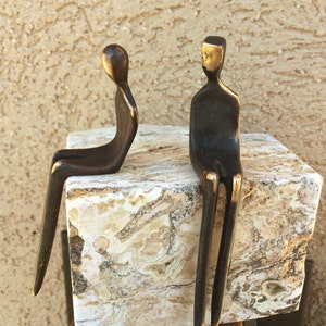 Soulmates Small Finely Crafted Bronze Sculpture Special Anniversary Present Whimsical Figures image 7