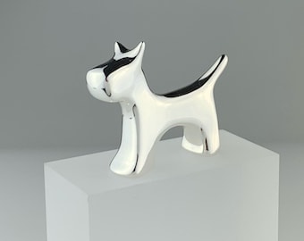 Adorable Silver Dog | Small Bronze Sculpture | Scottie | Terrier | Cairns Terrier | Westie | Pet Loss | Memorial