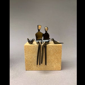 Caress Elegant Bronze Sculpture of a Loving Couple with Dog Perfect Anniversary Gift for Your Partner image 4