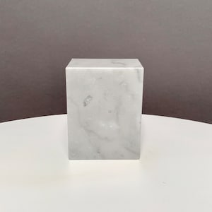 White, gray marble base for sculptures 3x4x2”  elegant marble plinth