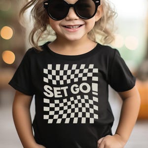 Vintage Style Toddler Racing Shirt: &quot;Set Go!&quot; Graphic Tee