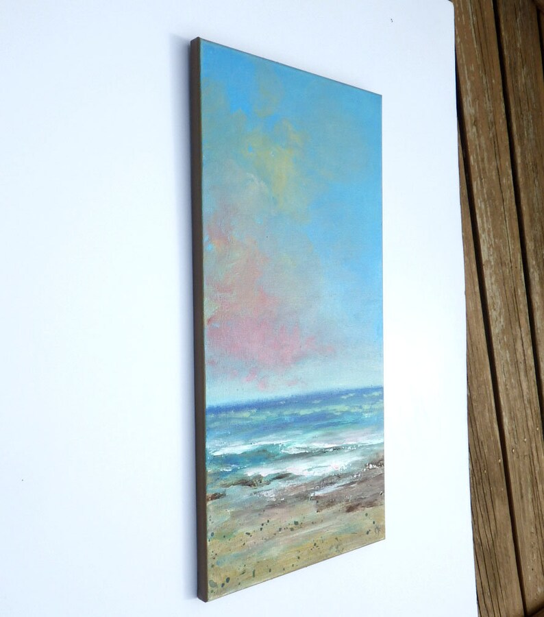 Vertical beach painting large ocean painting large vertical Etsy