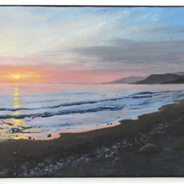 Realism Acrylic seascape painting 8x10- small El Capitan Beach California