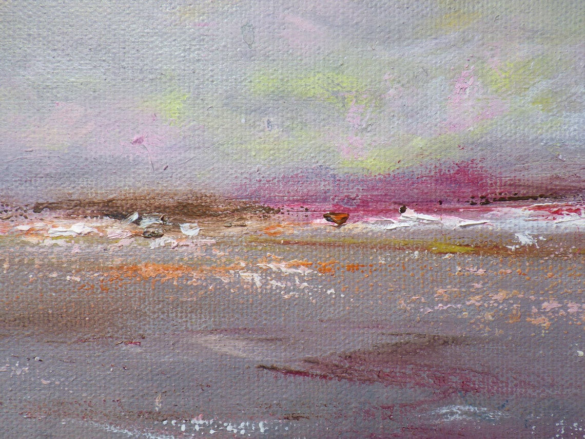 Serene Abstract Landscape Painting Grey Pink and Brown Etsy
