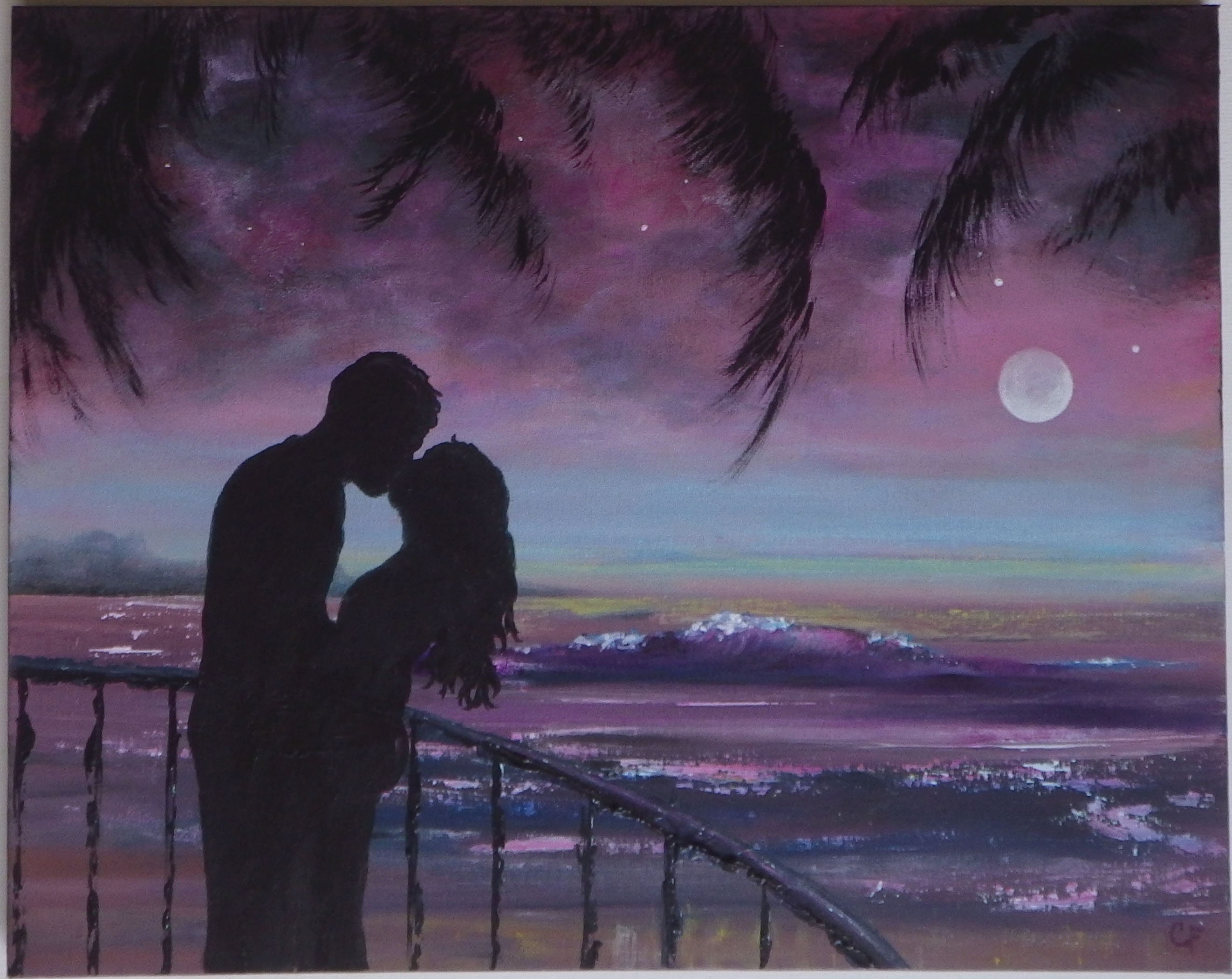Romantic couple painting romantic wall art ocean painting Etsy
