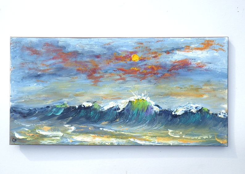 Original Oil Painting Long Beach Painting Horizontal Ocean Etsy
