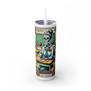 Magerer Becher des Lehrers mit Strohhalm, 20 Unzen - Buntes Tarot-Design, perfektes Geschenk für Erzieher, Geschenke für Sie, Wertschätzung für Lehrer