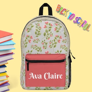 Floral Personalized Backpack | Girls Backpack | Custom Bookbag | Back to School Gift