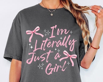 I'm Literally Just A Girl PNG Coquette Bow Trendy Girly Png Design, Pink Ribbon Sublimation Girlhood PNG Baddie Png Popular Png Design DTF