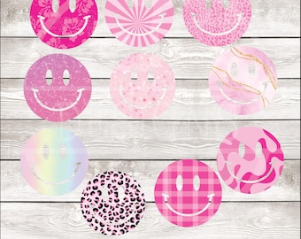 Smiley face bundle PNG, pink smiley png, smiley sublimation png, checkered smiley png, daisy smiley png, happy face png, flower png groovy