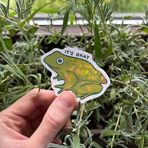 Holo Sticker Frosch – It’s Okay | Selbstfürsorge Mental Health Deko | Kawaii Vinyl Aufkleber | Journal Sticker handmade cute frog