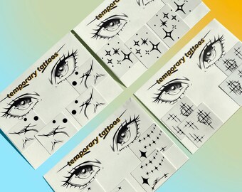 Tatuajes temporales de maquillaje | Set de tatuajes faciales | Pegatinas de maquillaje para festivales | Accesorios de cosplay | Moda alternativa | Arte corporal