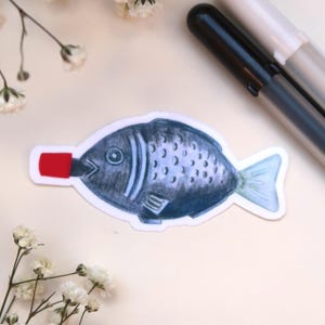 Sojasaucen-Fisch Sticker | Vinyl Aufkleber | Bento Box Icon | Japan Food Art | Lustiger Fisch-Sticker | Sushi Aesthetic Deko