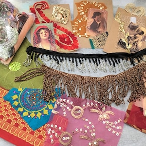 Gypsy / Boho Mixed media fabric Inspirational Lot junk journal lot 10