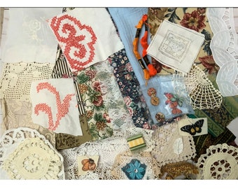 Vintage Gypsy / Boho Mixed media fabric Inspirational Lot junk journal lot (B 40)