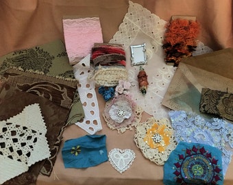 Gypsy / Boho Mixed media fabric Inspirational Lot junk journal lot 33