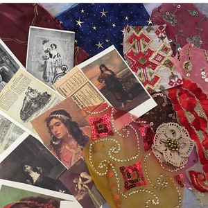 Gypsy / Boho Tejido de técnica mixta Inspirational Lot junk journal lote 13