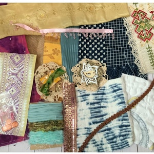 Lote de diario basura inspirador de tela de técnica mixta gitana/boho (B 30)