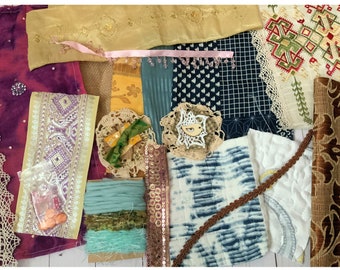 Gypsy / Boho Mixed media fabric Inspirational Lot junk journal lot (B 30)