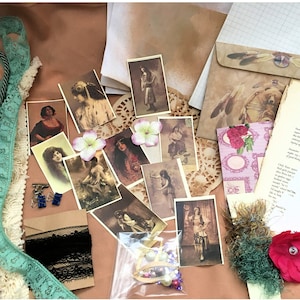 Gypsy / Boho Mixed media fabric Inspirational Lot junk journal lote 40