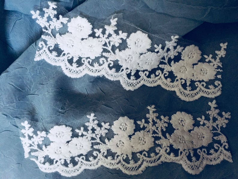 2 pieces Cotton Embroidery Lace Applique Trim