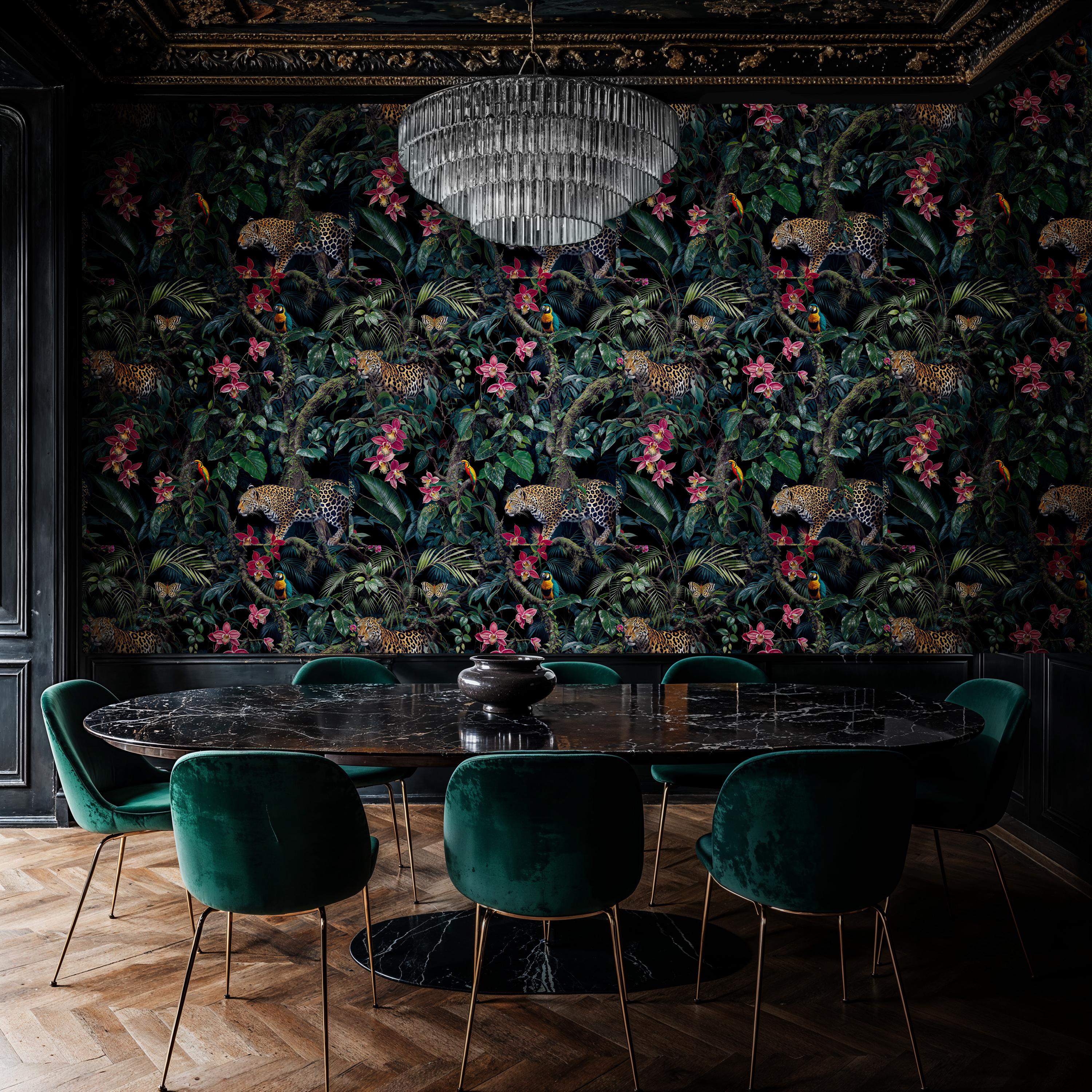 Leopard Jungle Wallpaper Mural: Exotic Botanical Peel and Stick - Etsy