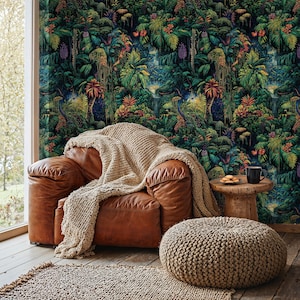Exotic Tropical Jungle Wallpaper Mural: Peel and Stick - Etsy