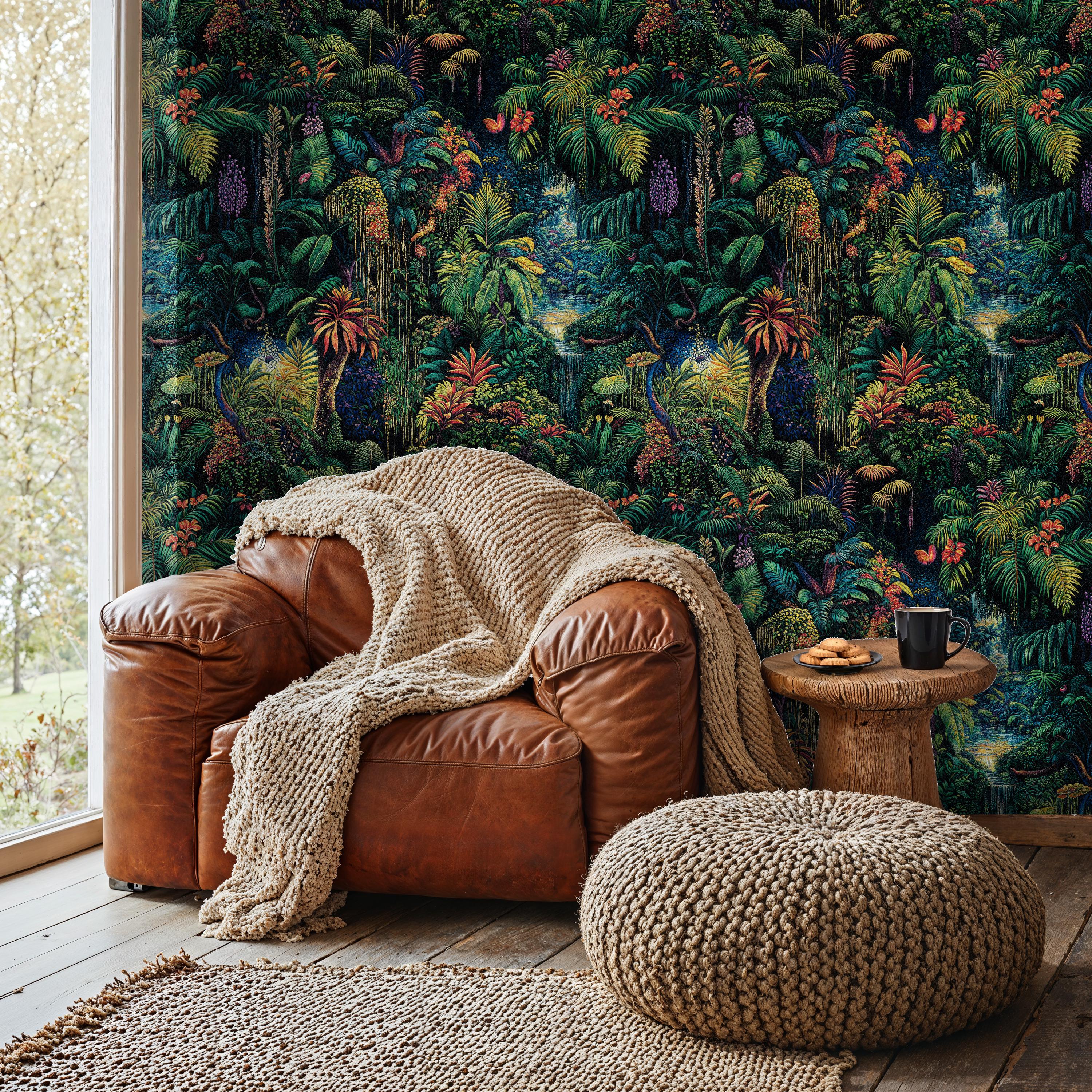 Exotic Tropical Jungle Wallpaper Mural: Peel and Stick - Etsy
