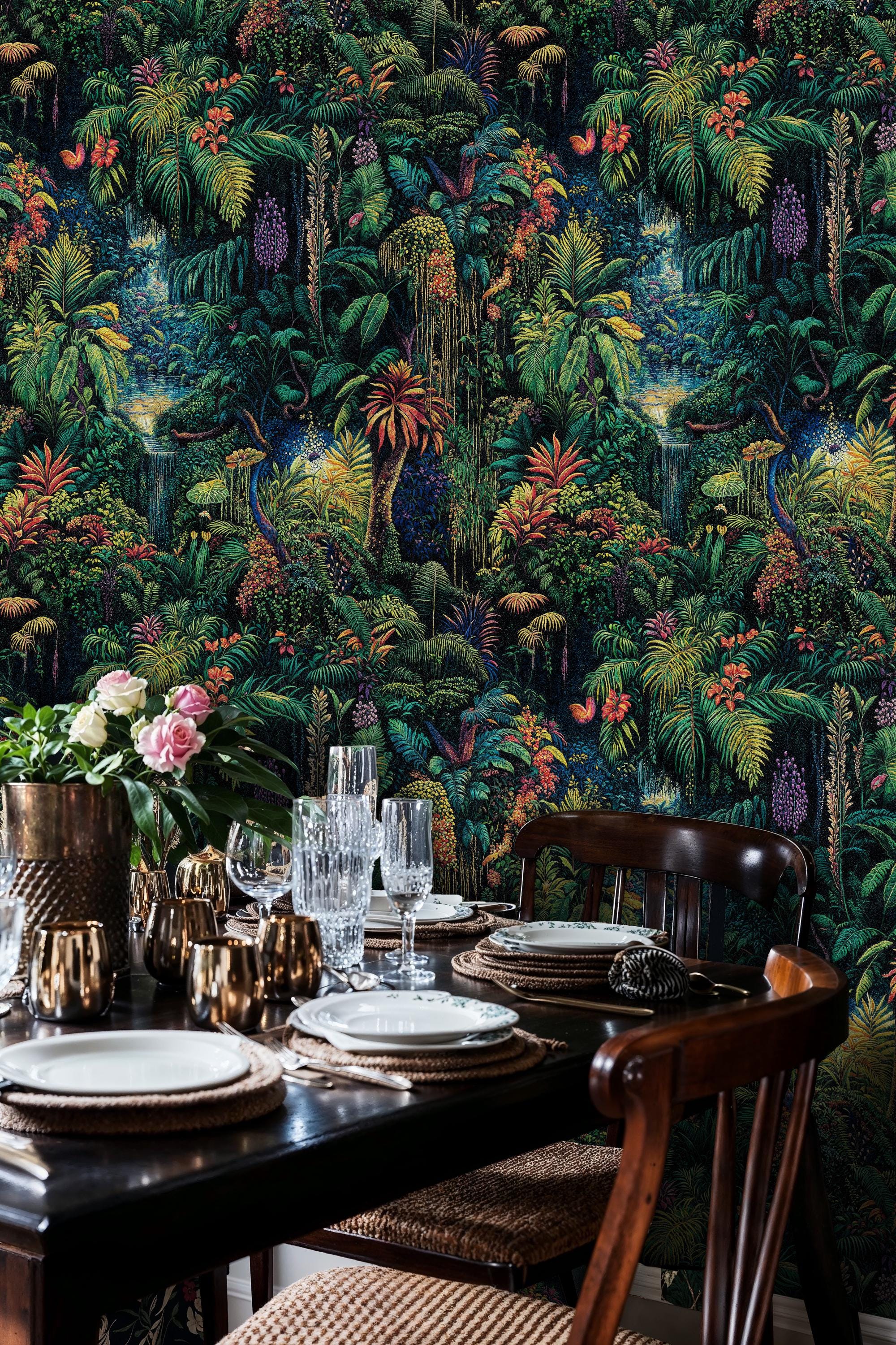 Exotic Tropical Jungle Wallpaper Mural: Peel and Stick - Etsy