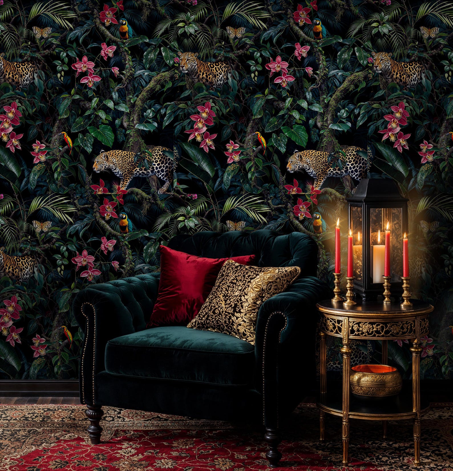 Leopard Jungle Wallpaper Mural: Exotic Botanical Peel and Stick - Etsy