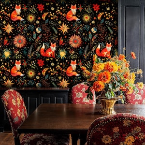 Carta da parati Whimsical Fox e Starry Night, carta da parati Peel and Stick Forest Night, carta da parati Magical Woodlands Animals, carta da parati Dark Fox